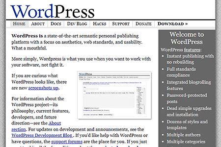 WordPress website in 2004