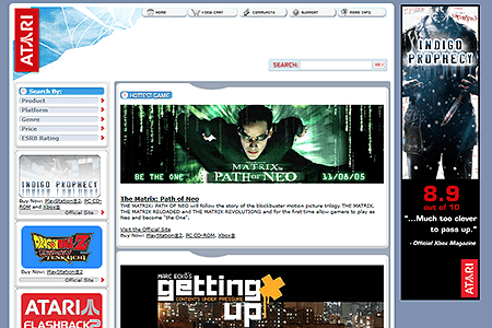 Atari US website in 2005