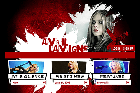 Avril Lavigne website in 2005