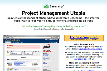 Basecamp website in 2005