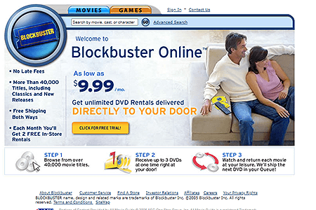 Blockbuster website in 2005