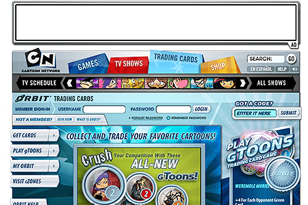 Cartoon Orbit website in 2005