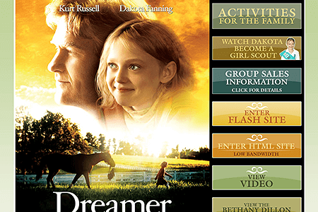 Dreamer: Inspired by a True Story flash website in 2005