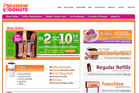 Dunkin' Donuts website in 2005