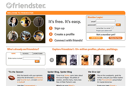 Friendster website in 2005