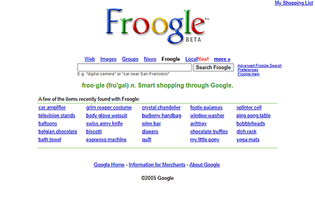 Froogle website in 2005