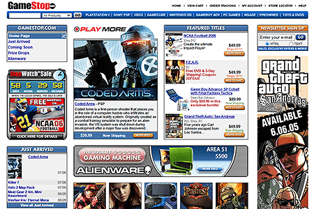 GameStop website in 2005