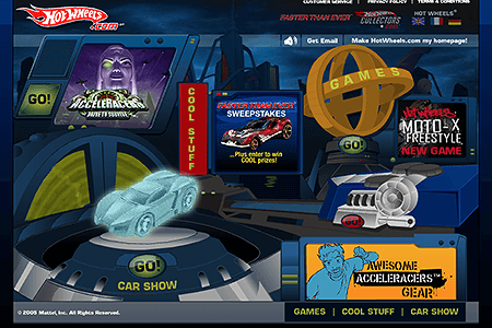 Hot Wheels website in 2005