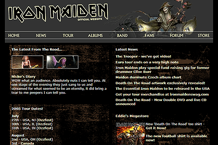 Iron Maiden website in 2005