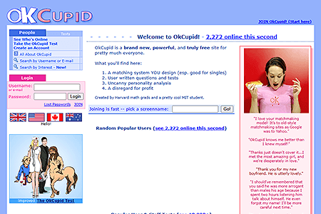 OkCupid website in 2005