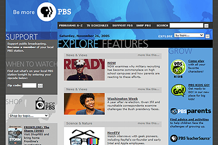 PBS website in 2005