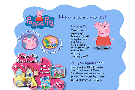 Peppa Pig flash website in 2005