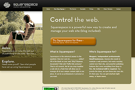 Squarespace website in 2005