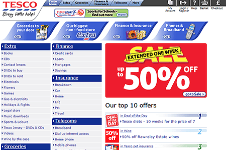 Tesco website in 2005