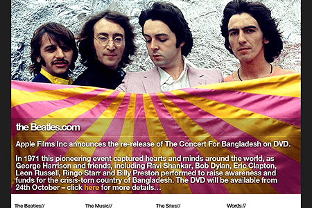 The Beatles website in 2005