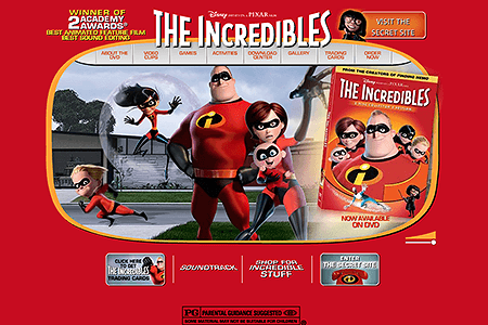 The Incredibles flash website in 2005