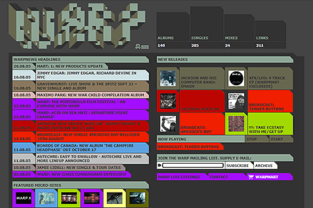 Warp Records website in 2005