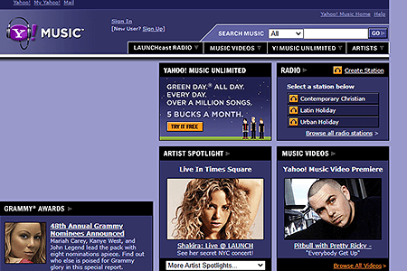 Yahoo! Music website in 2005