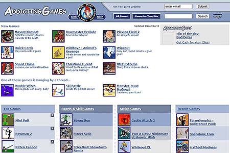 Addicting Games website in 2006