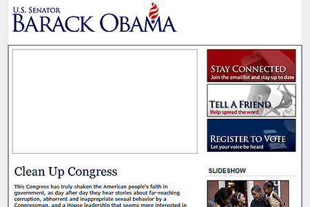 Barack Obama website in 2006