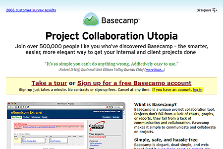 Basecamp website in 2006