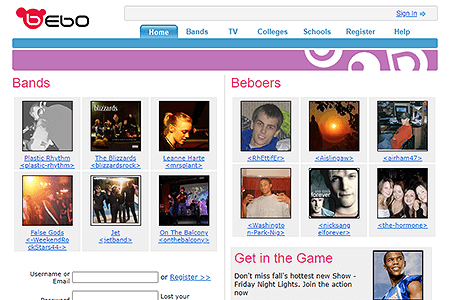 Bebo website in 2006