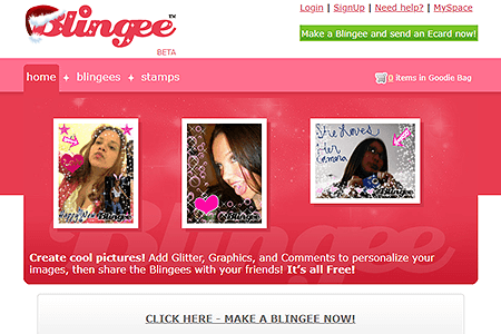 Blingee website in 2006