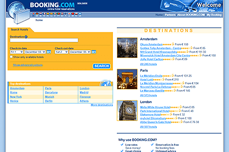 Booking.com website in 2006