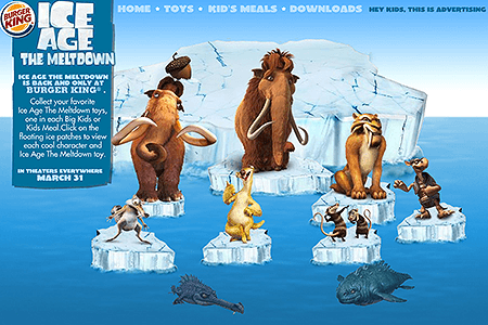 Burger King Ice Age: The Meltdown flash website in 2006