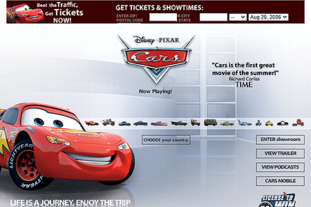 Cars flash website in 2006