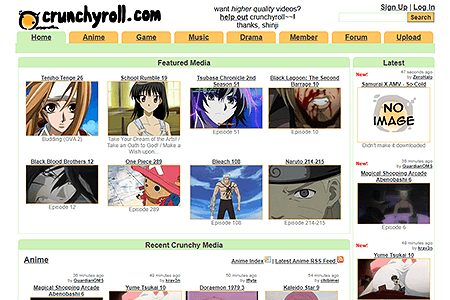Crunchyroll website in 2006