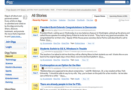 Digg website in 2006