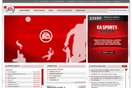 EA Sports website in 2000