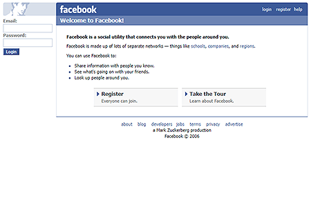 Facebook website in 2006