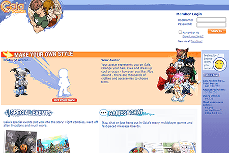 Gaia Online website in 2006