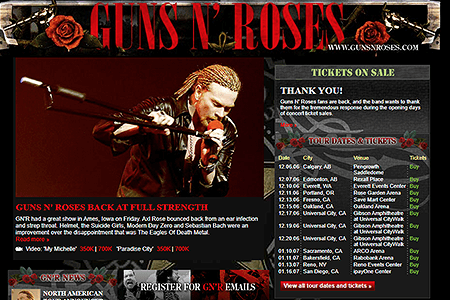 Guns N’ Roses website in 2006
