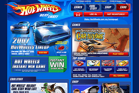 Hot Wheels flash website in 2006