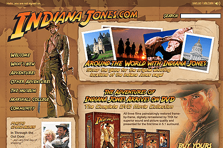 Indiana Jones website in 2006