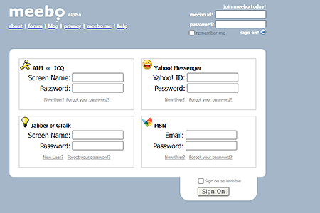 Meebo website in 2006