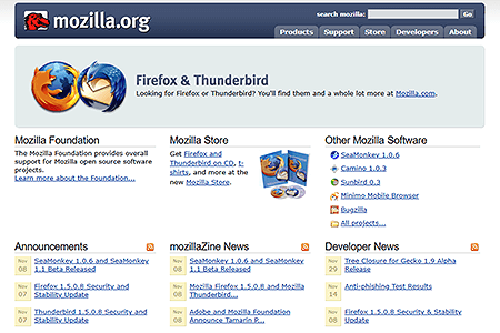 Mozilla.org website in 2006