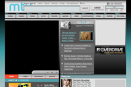 MTV website in 2006