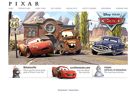 Pixar website in 2006
