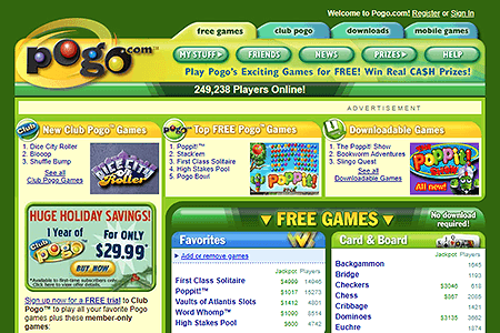 Pogo.com website in 2006