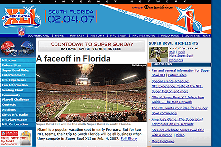 SuperBowl.com website in 2006