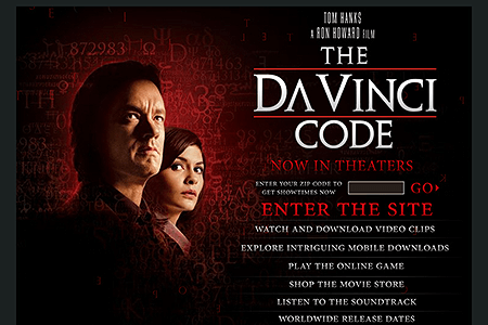 The Da Vinci Code flash website in 2006