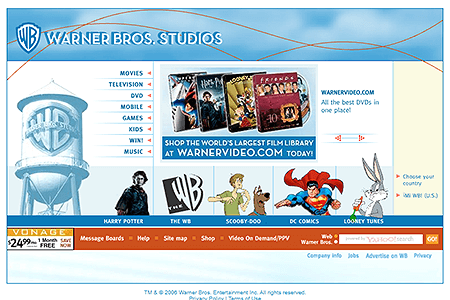 Warner Bros. flash website in 2006