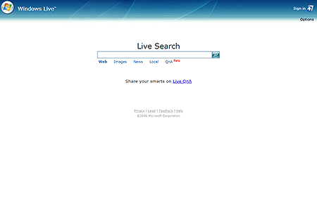 Windows Live website in 2006