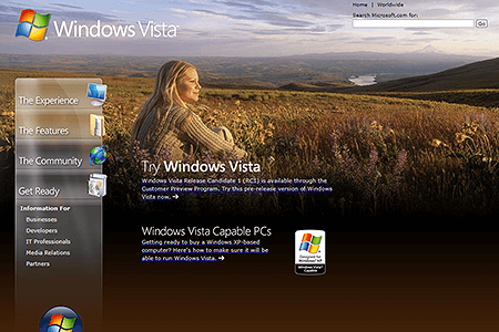 Windows Vista website in 2006
