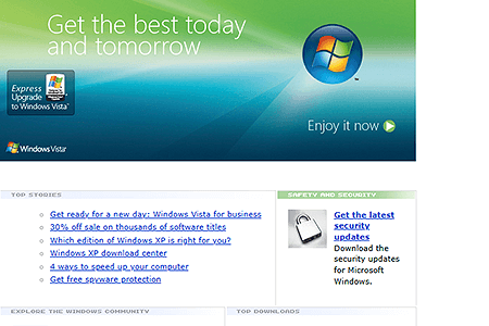 Windows XP Home Page in 2006