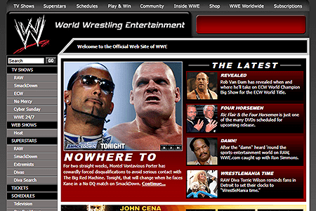WWE website in 2006